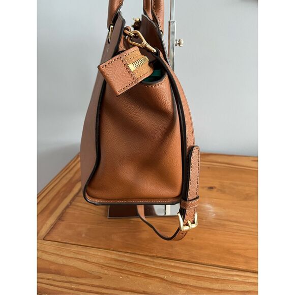 Michael Kors Large Saffiano Leather Selma Satchel Handbag Luggage Brown - Picture 6 of 16